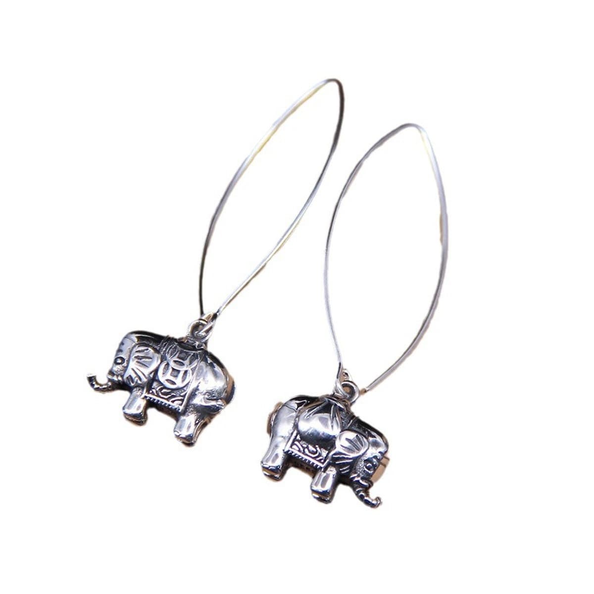 3D стерео тайский серебряный слоненок серьги женские ретро висячие деньги сумка для передачи длинных ушных подвесок Jiyong