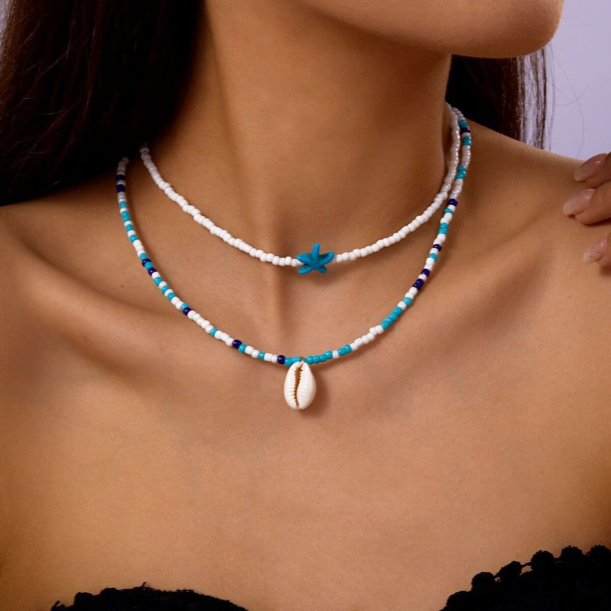 Amazon новый богемный стиль многослойная оболочка ожерелье женская мода рисовый жемчуг ожерелье ключица набор оптом