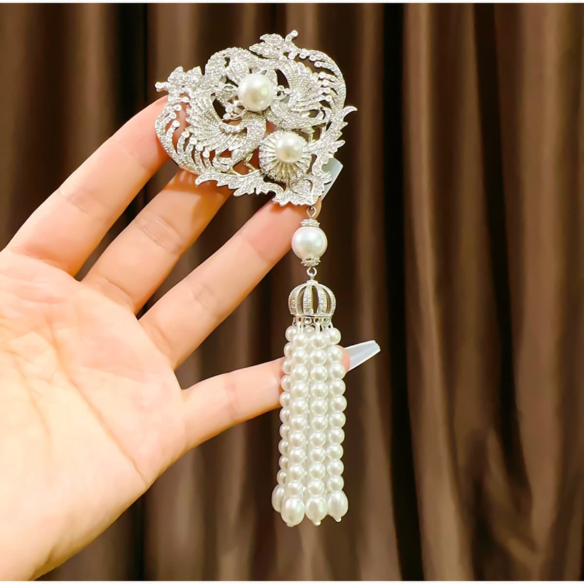 Новый придворный стиль Fengyi Тысячи фениксов жемчужная кисточка с бахроной брошь элегантная атмосферная одежда и одежда...