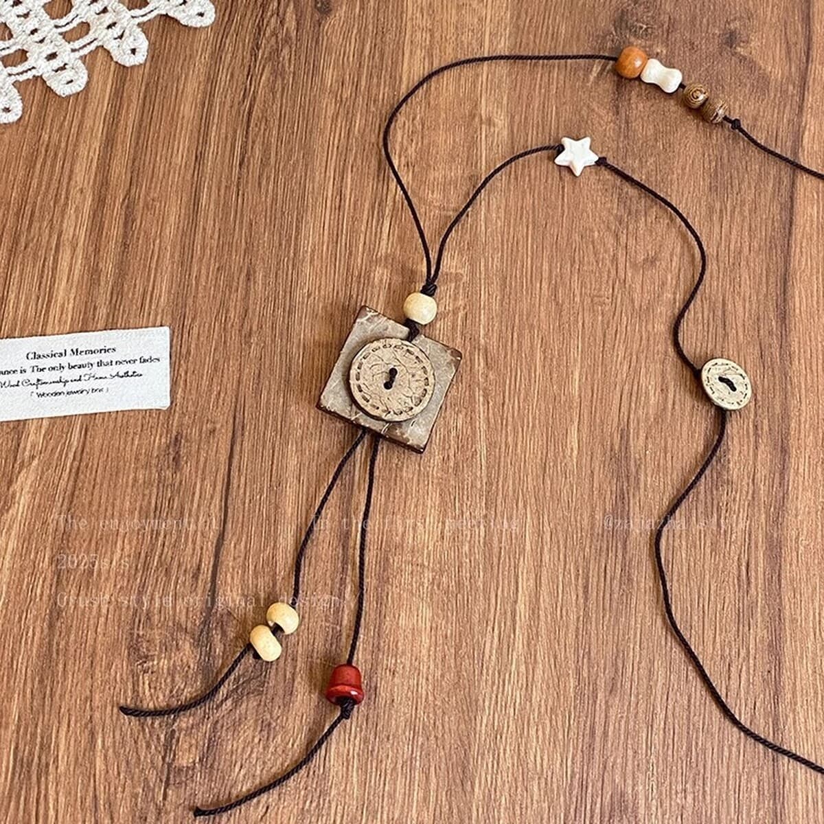 Ретро богемное керамическое ожерелье, длинная цепочка для свитера в средневековом экзотическом этническом стиле,...