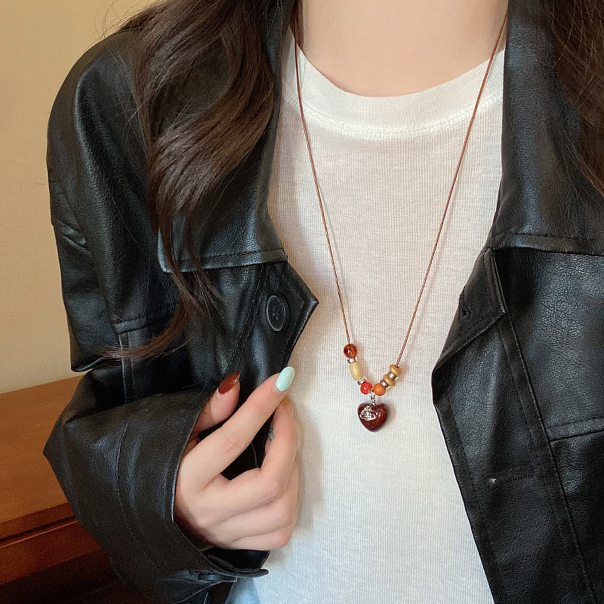 Ретро богемное керамическое ожерелье, длинная цепочка для свитера в средневековом экзотическом этническом стиле,...