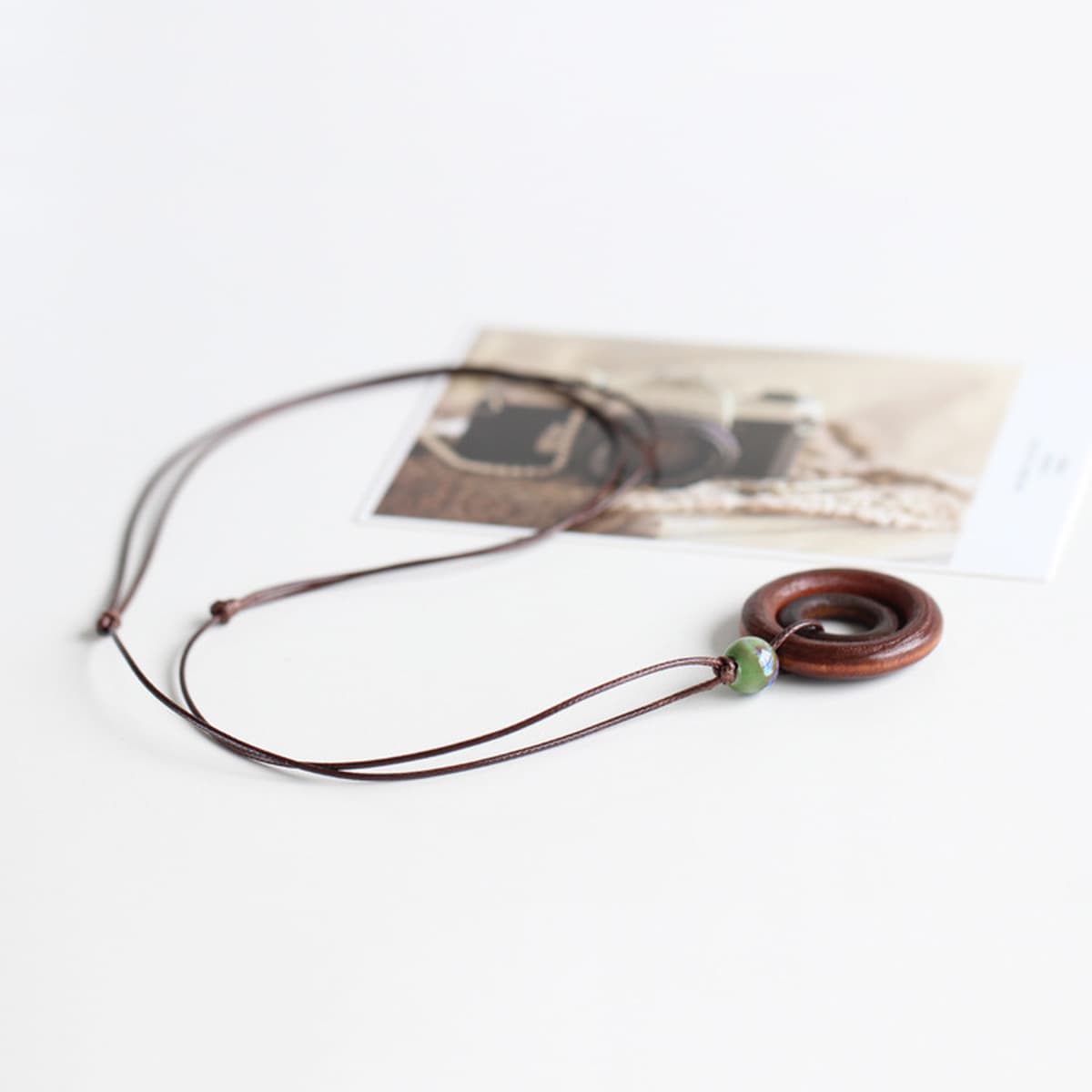 Двухслойное керамическое ожерелье из бусин с пряжкой в этническом стиле для мужчин и женщин, деревянный длинный и короткий...