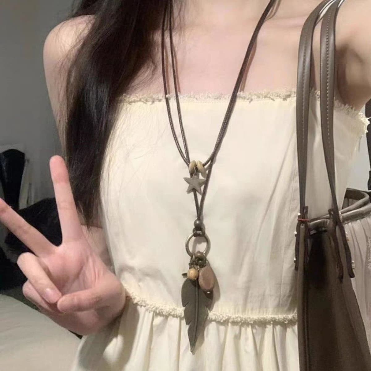 Этничный стиль ретро литературный национальный стиль хлопчатобумажный льняный керамический ожерелье женский бабочка лесбиянка