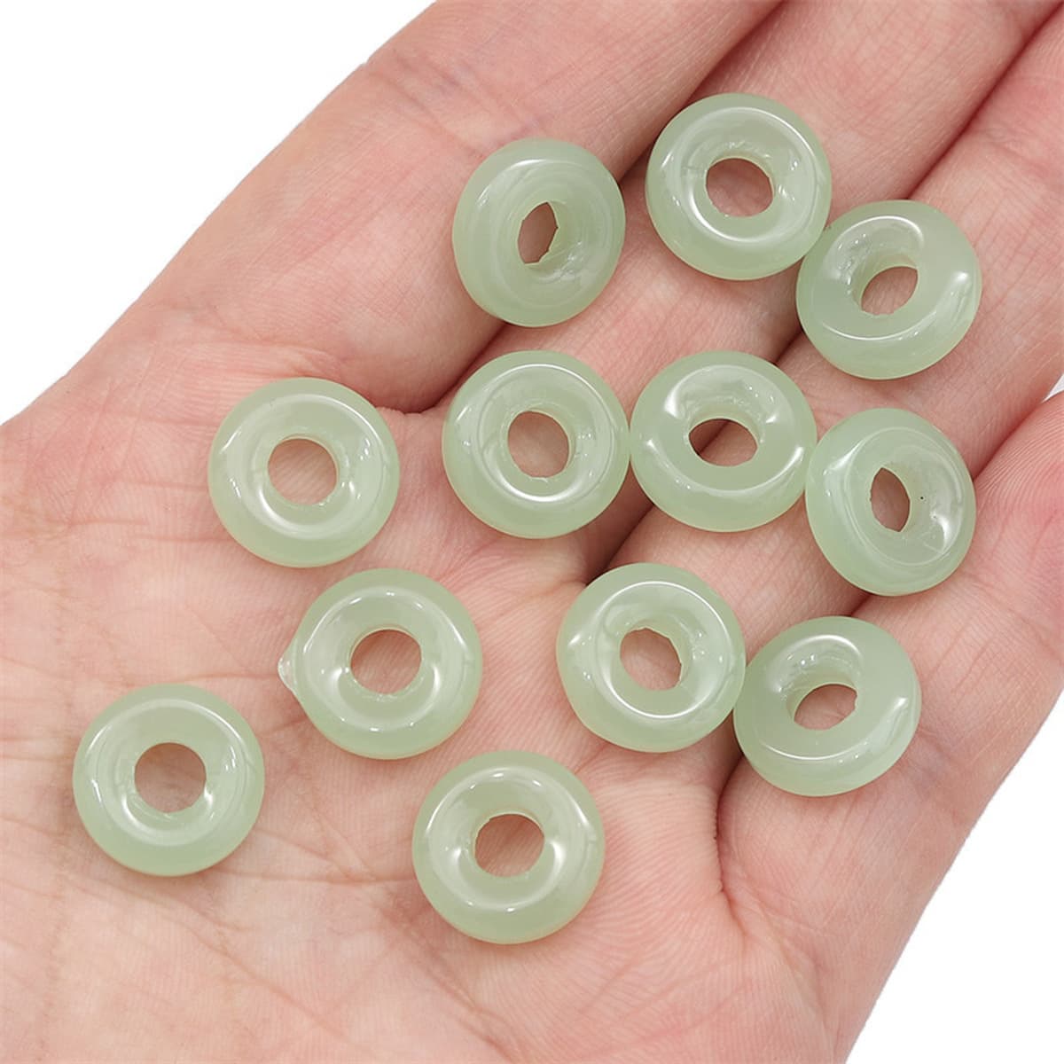 Бусины из стекла под нефрит, имитация нефрита, в форме «пуговицы мира», для рукоделия, для изготовления серег, браслетов,...
