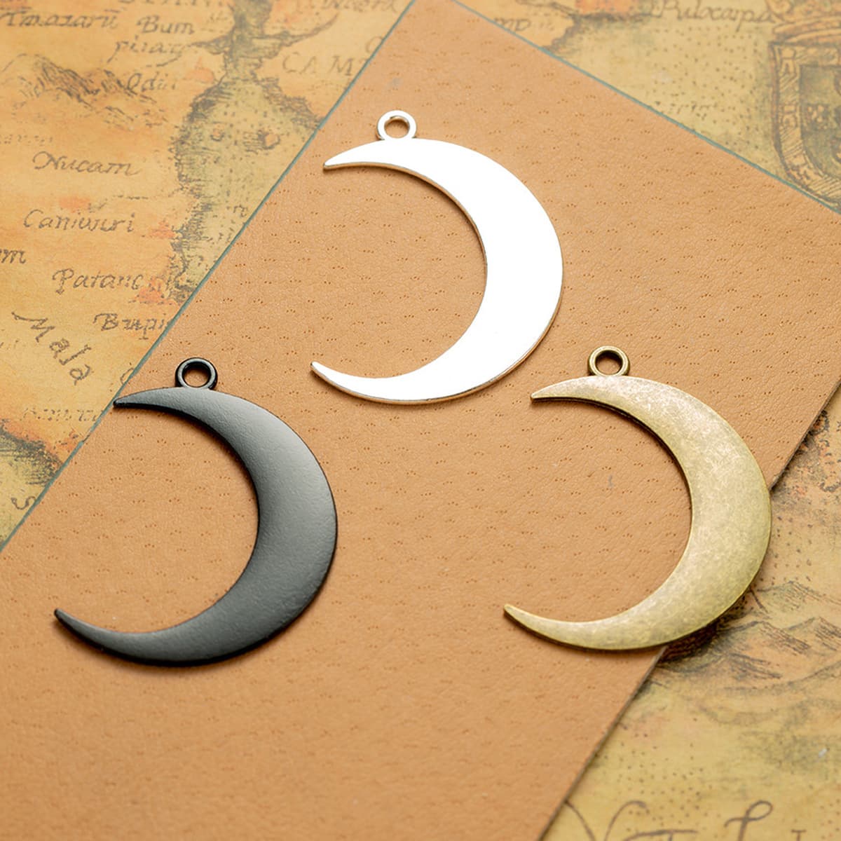 DIY аксессуары ручной работы 43*32MM сплав луна кулон ожерелье ретро аксессуары свитера цепи подвеска двухсторонний мениск