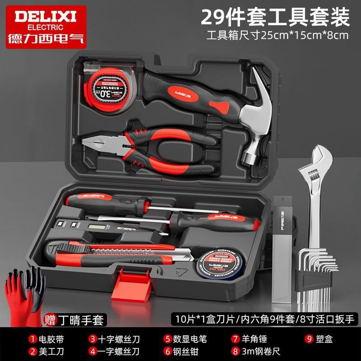 Delixi Electric бытовой многофункциональный ручной набор инструментов для дома, комбинированный набор инструментов для...