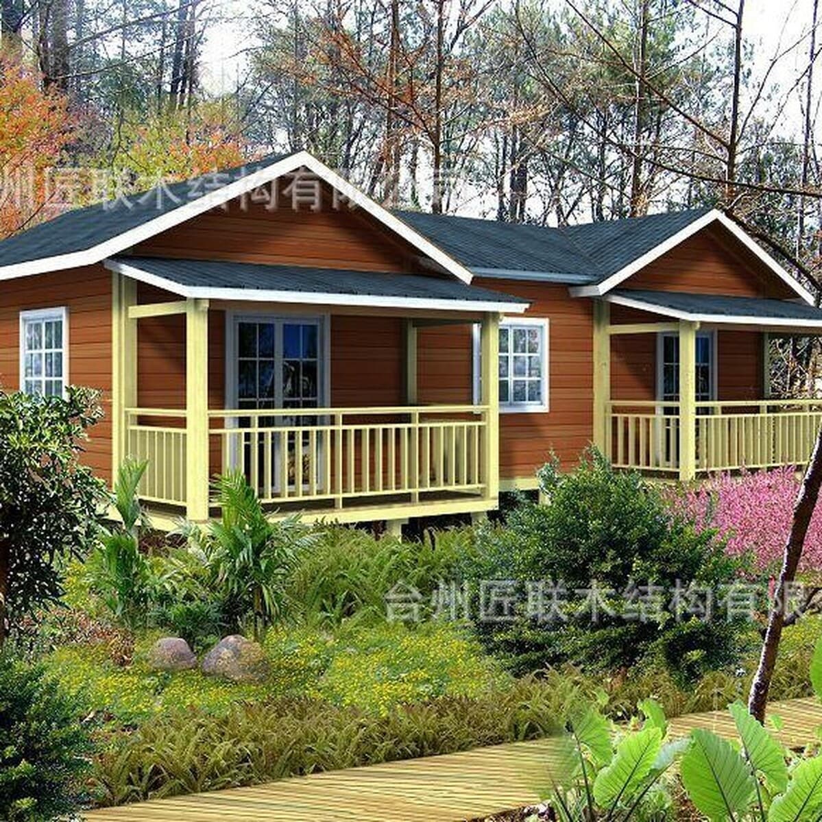 Разборный деревянный дом повышенной прочности для вилл и отелей, устойчивый к коррозии и насекомым, подходит для аренды в...