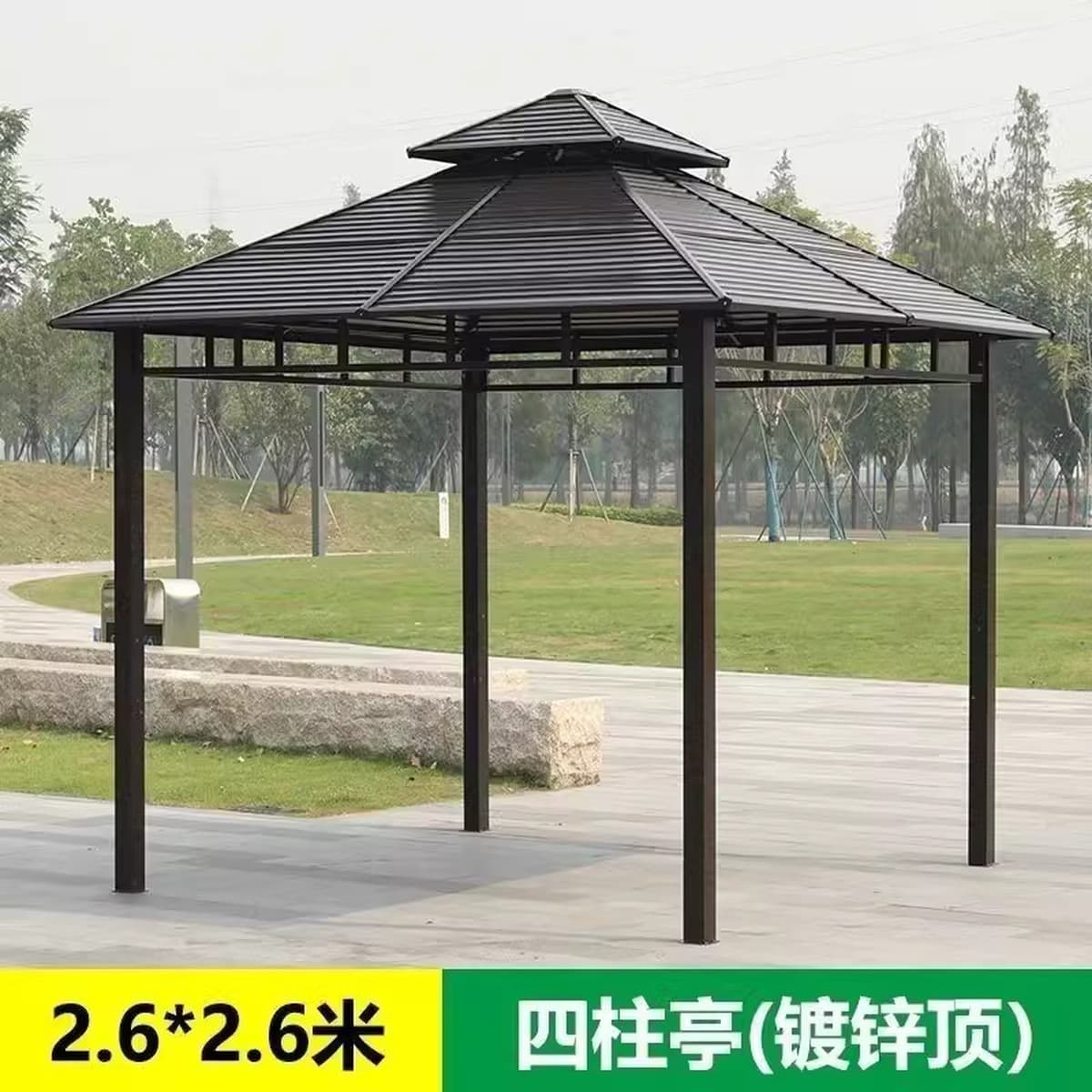 Открытый беседка оцинкованная крыша павильона с четырьмя колоннами павильона дворик сад на крыше отдыха навес большой...