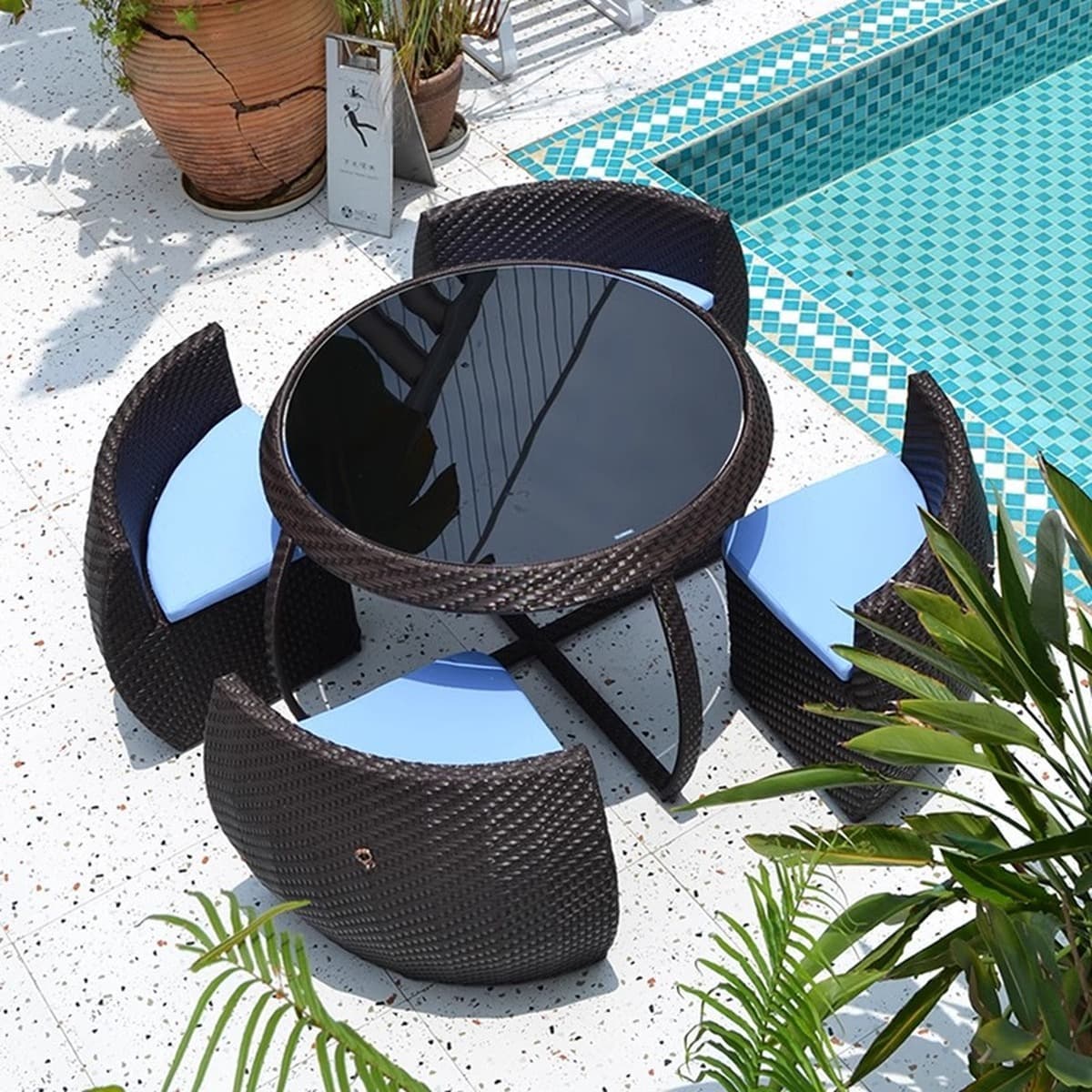 Уличный стол и стул, комбинация для двора, ротанг, отдых на открытом воздухе, защита от солнца, водонепроницаемая вилла,...