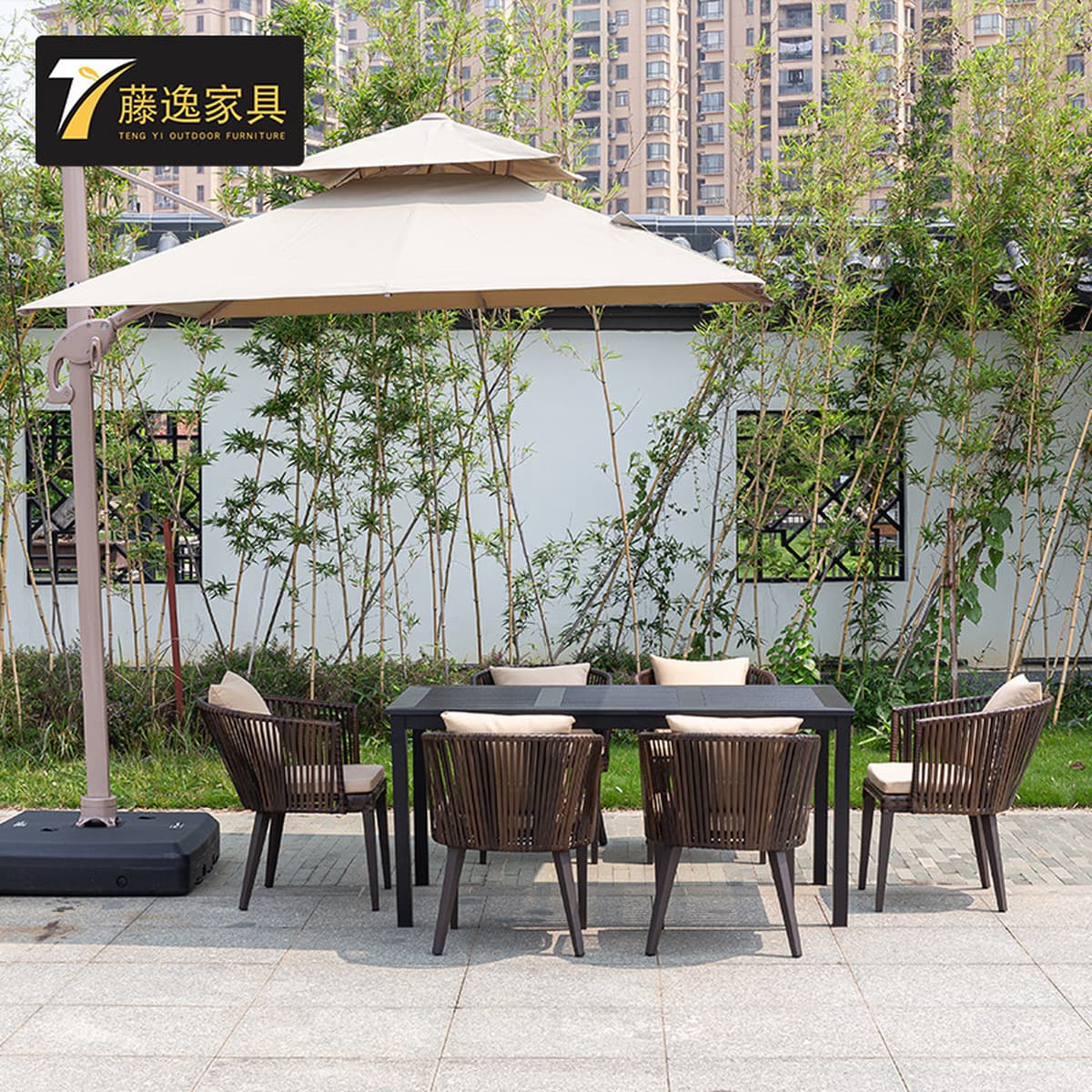 Спотовые открытые столы и стулья комбинированные патио садовая вилла B & B ресторан чая с молоком на открытом воздухе зона...