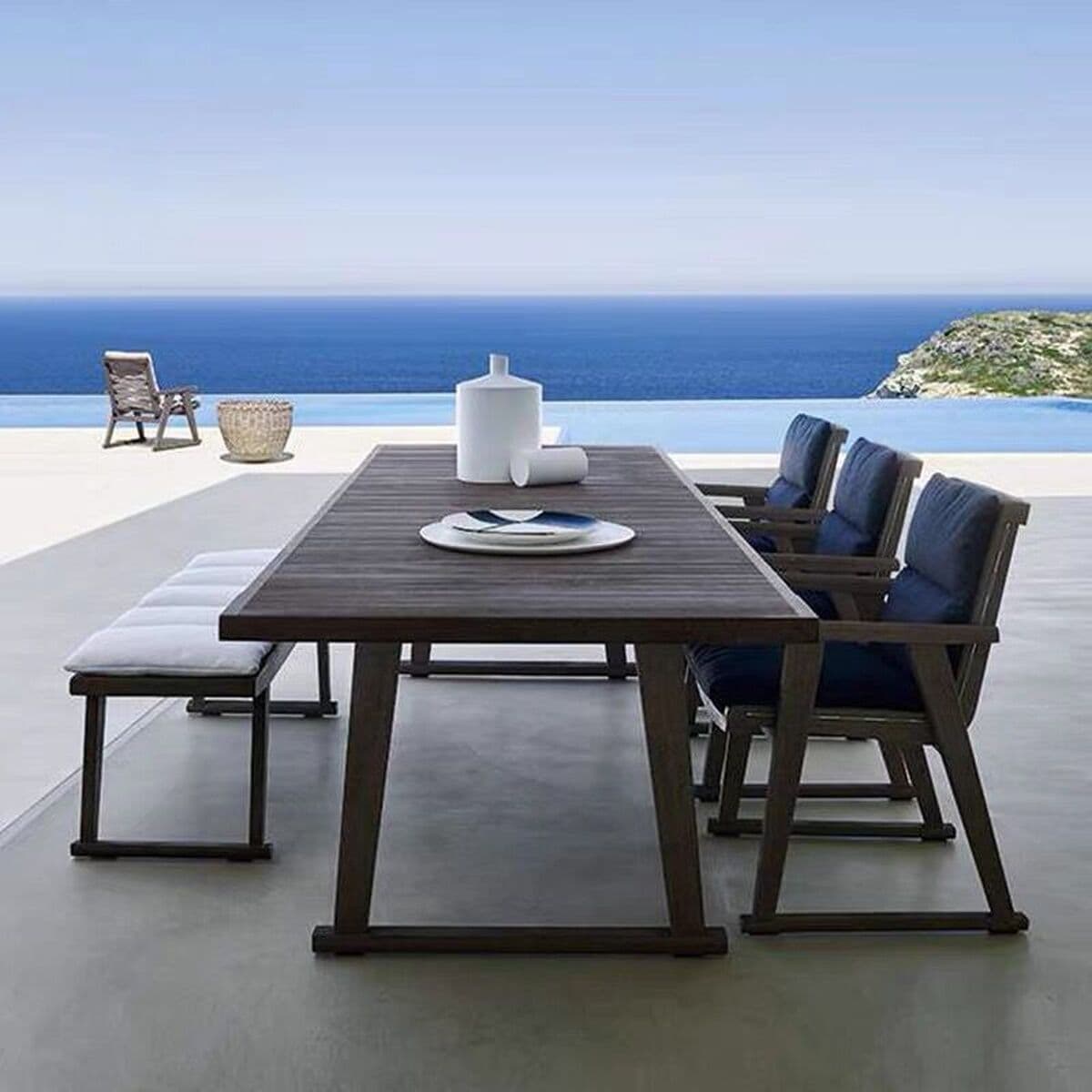 Уличный стол и стул Вилла Водонепроницаемый солнцезащитный уличный длинный стол на открытом воздухе сад для отдыха...