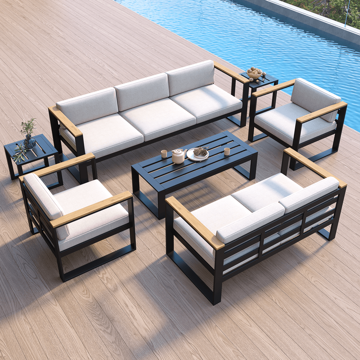 Садовая мебель, устойчивый к солнцу диван из алюминиевого сплава, комплект для отдыха на террасе виллы.