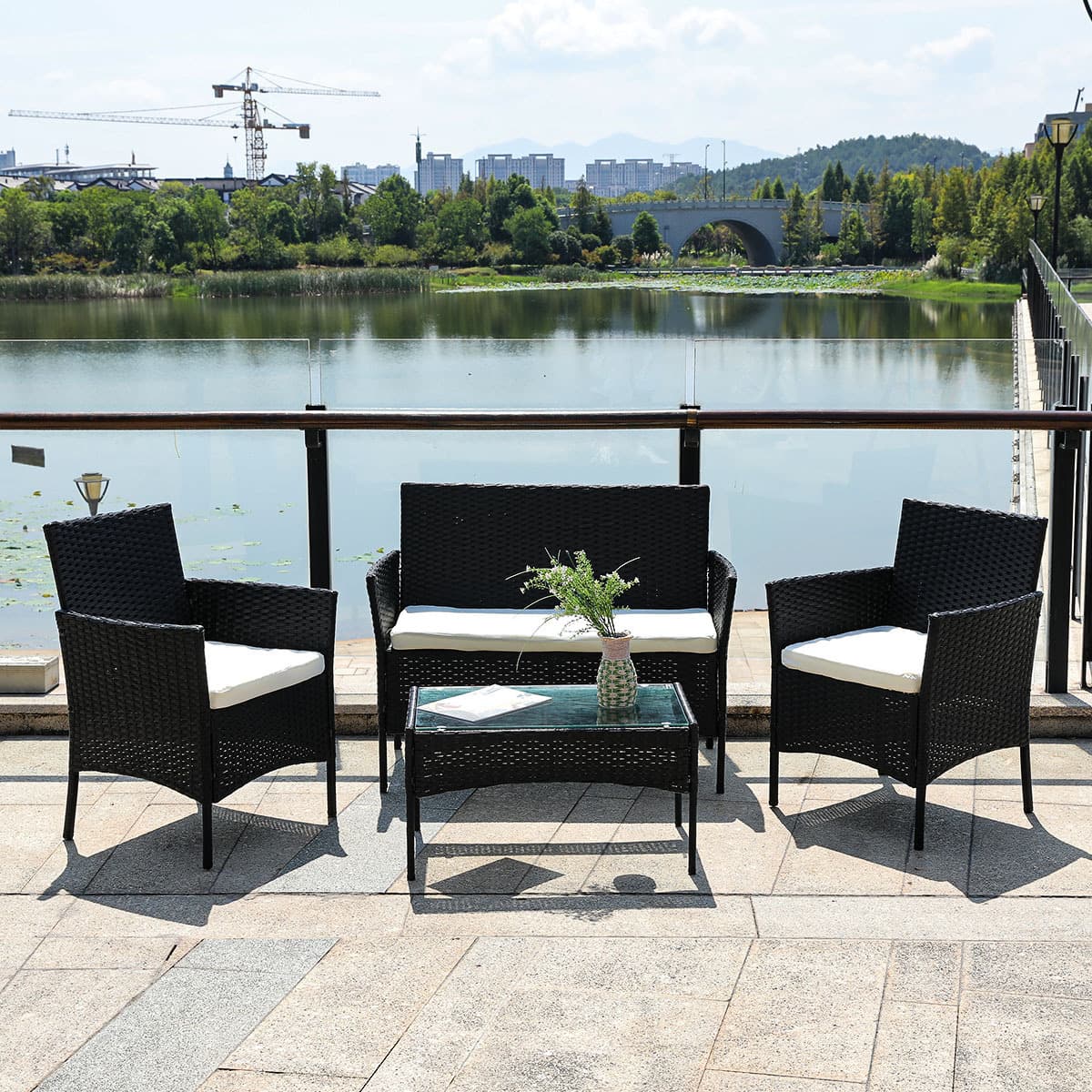 Открытый внутренний дворик ротанговый стул Чайный столик набор четыре части садовая терраса Вилла ротанговый стул сочетание...