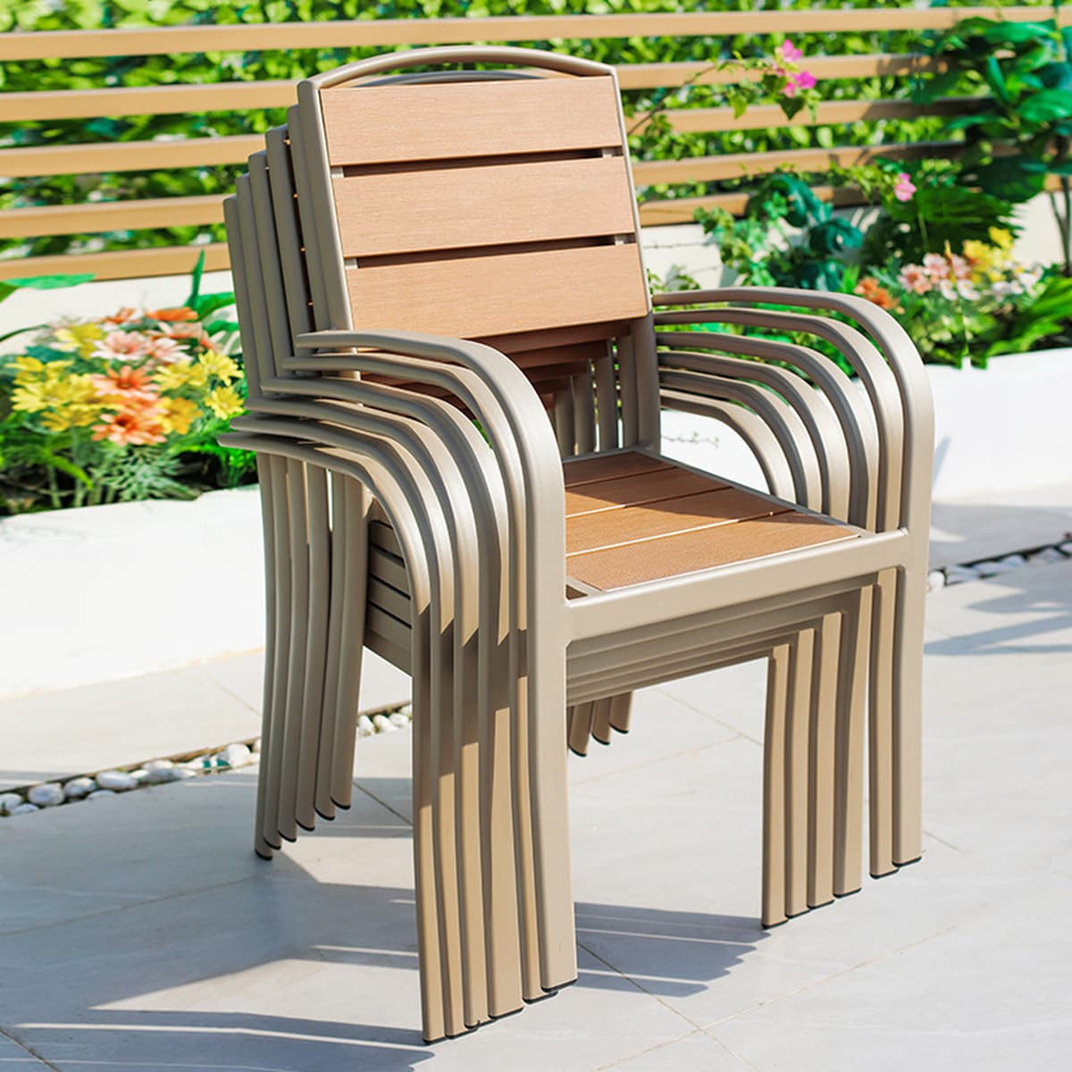 Комплект уличной мебели (стол и стулья) для двора, виллы, открытого сада, террасы: алюминиевый, водонепроницаемый,...