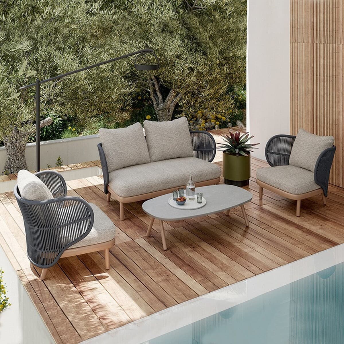 Уличный диван из алюминиевого сплава, двор, сад, веревка для отдыха, комбинированная уличная вилла, тканая водонепроницаемая...