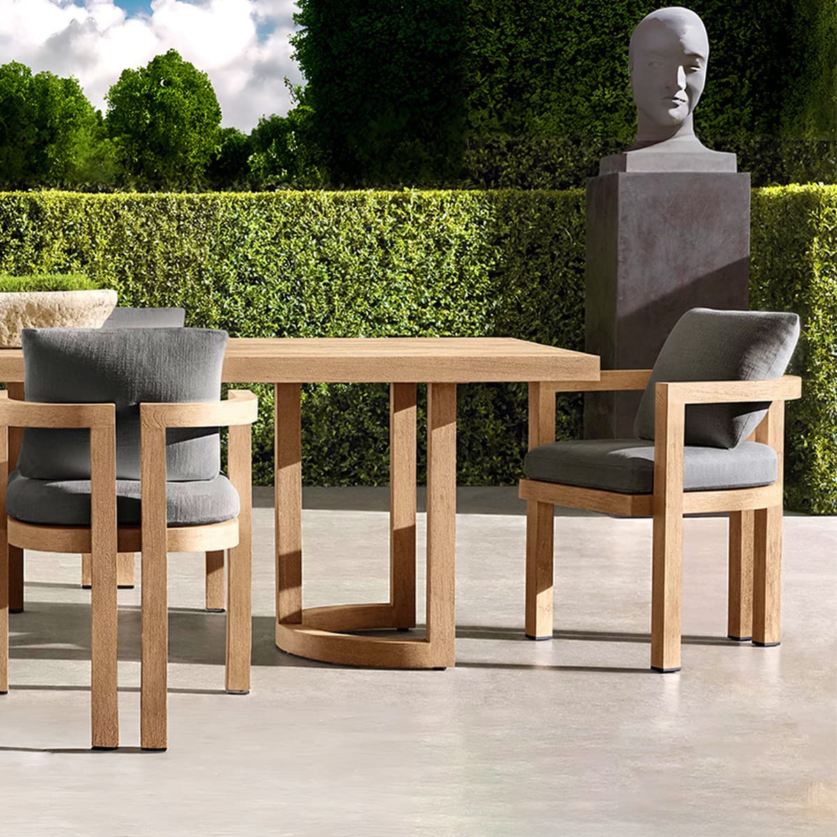 Открытый массивный деревянный стол и стулья внутренний дворик Вилла под открытым небом Антикоррозийный тик досуг Открытый...