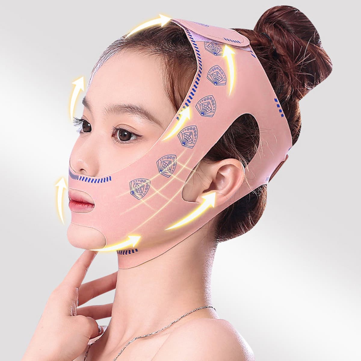 Классическая розовая маска для лица с принтом бабочки, зубчатая эластичная повязка для лица, маска для сна с двойным...