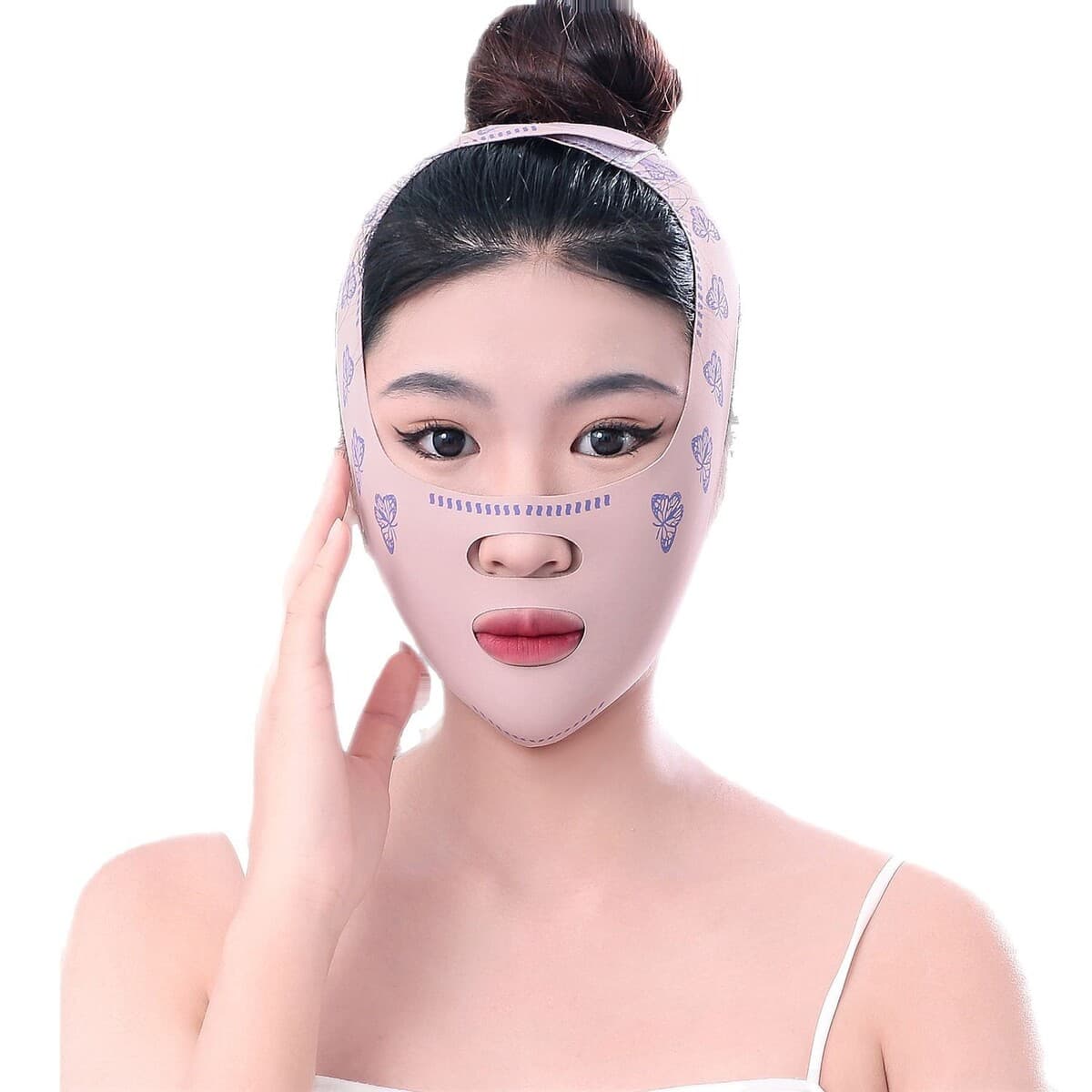 Классическая розовая маска для лица с принтом бабочки, зубчатая эластичная повязка для лица, маска для сна с двойным...