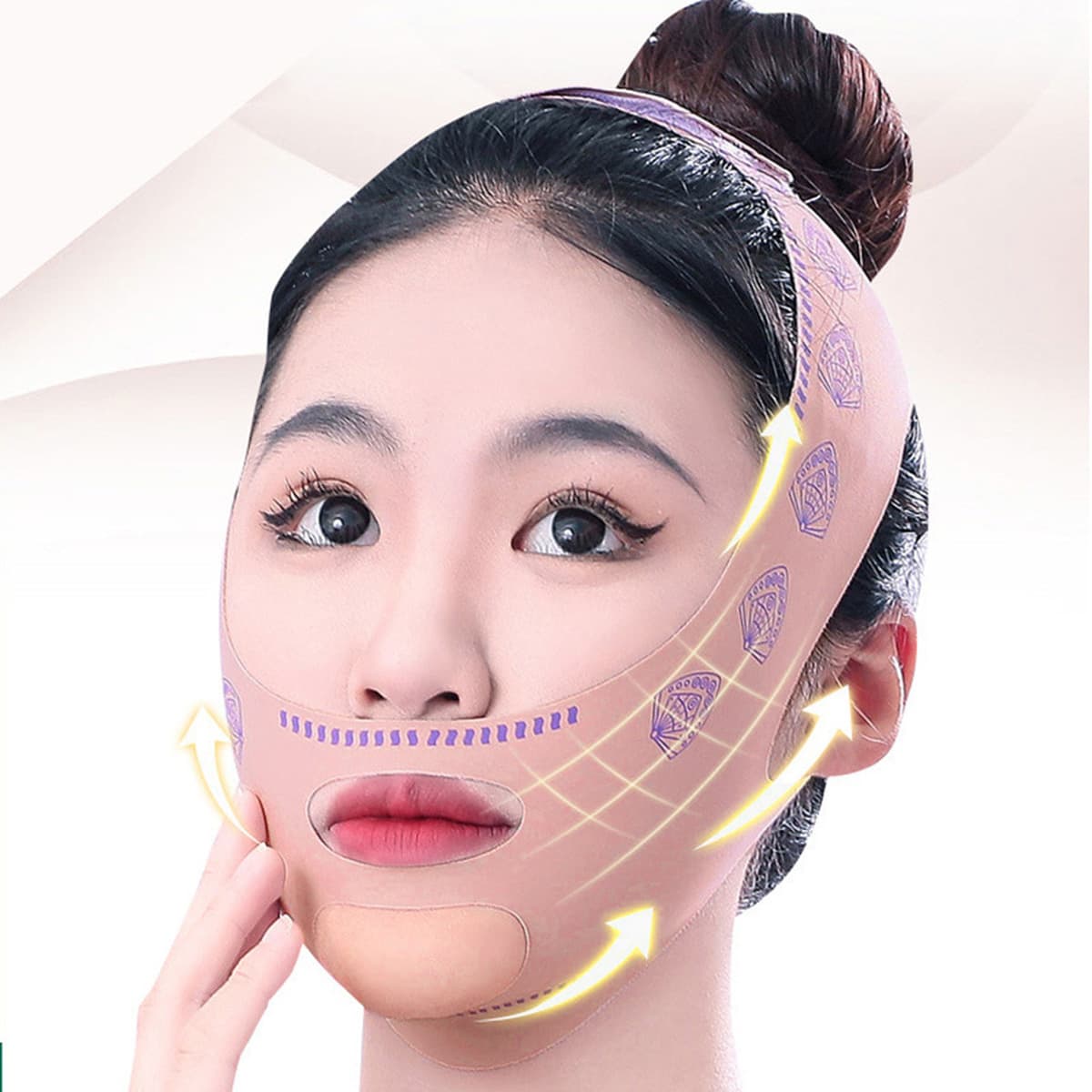 Классическая розовая маска для лица с принтом бабочки, зубчатая эластичная повязка для лица, маска для сна с двойным...