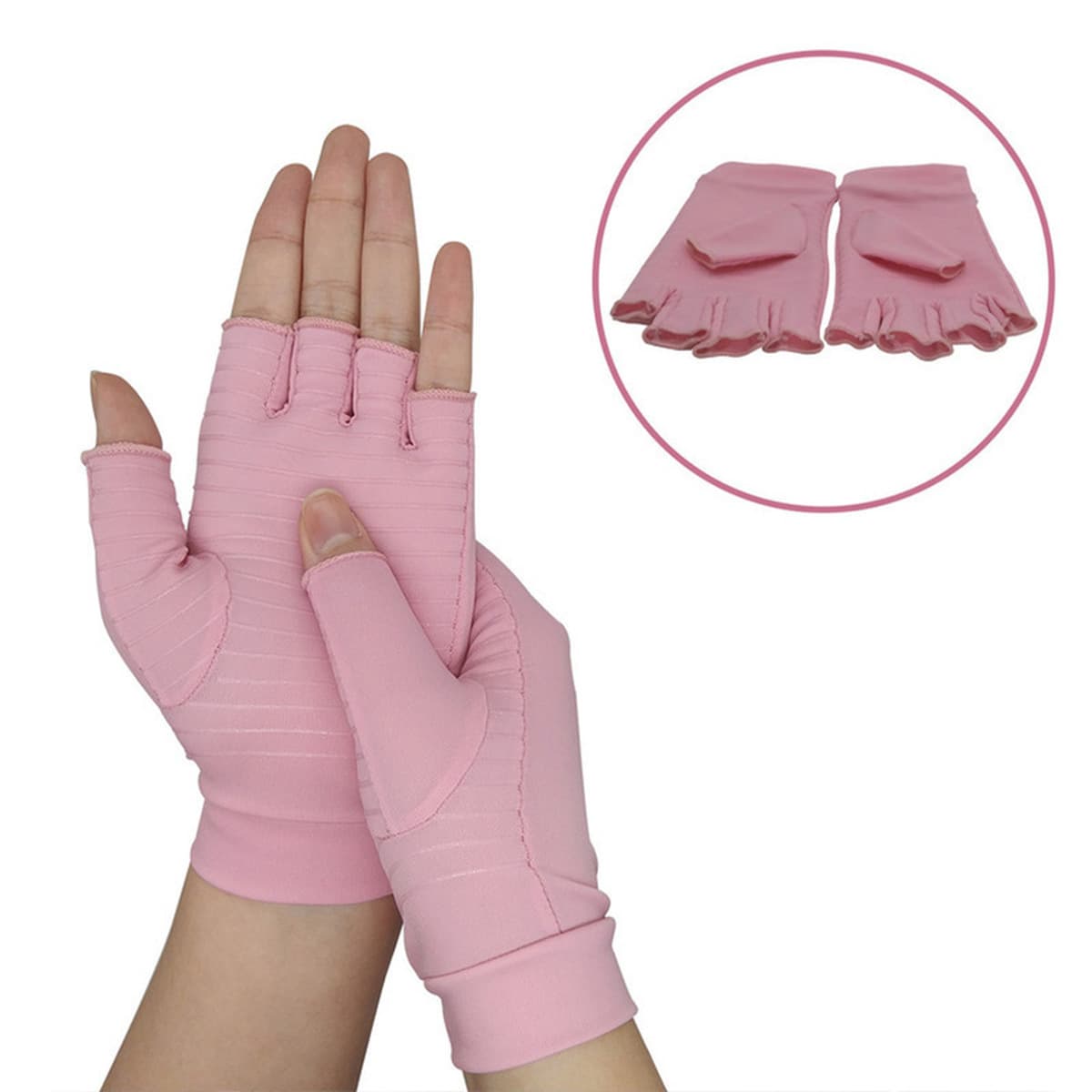 Недорогие новые розовые эластичные прижимные перчатки jinаммиака женские спортивные перчатки для реабилитации рук на...