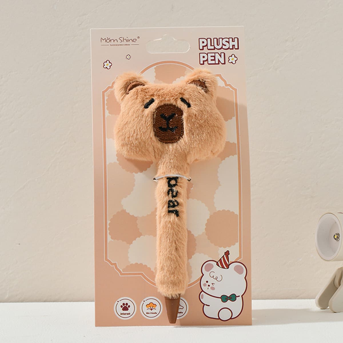 Ручка-плюшевая панда Morning Plush, милая ручка, выдвижная гелевая ручка, черная, креативная, для студентов, канцелярские...